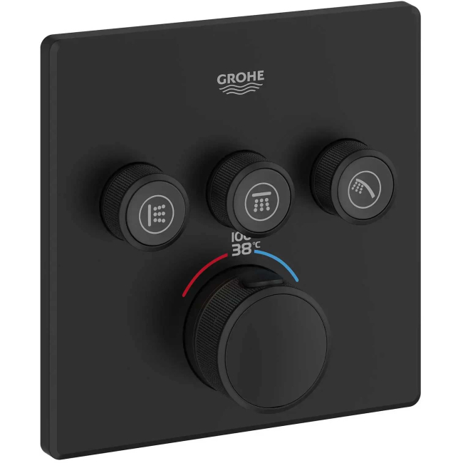 GROHE-291422430 GROHTHERM SMARTCONTROL THIPLE FUNCTION THERMOSTATIC VALLE TRIM Matte Black