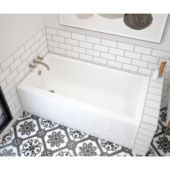 MAAX Rubix 6030 Acrylic Alcove Left-Hand Drain Bathtub in White