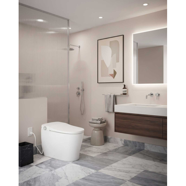 Moen ET900 2-Series 1 GPF One Piece Elongated Chair Height Toilet with Auto/Remote Flush - Bidet Seat Included
