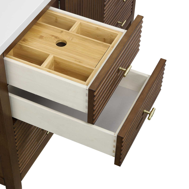 James Martin Vanities Myrrin 48 Inch Free Standing Single Basin Hardwood Vanity Set with Solid Surface Top, Rectangular Sink, USB Port(s), and Electrical Outlet(s)