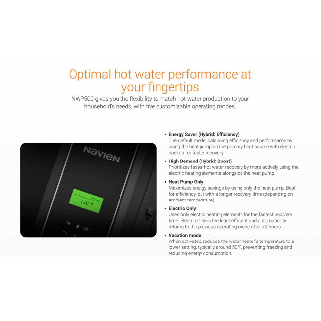 Navien NWP500-50 Premium 50-Gallon Electric Heat Pump Water Heater (3.85 UEF)