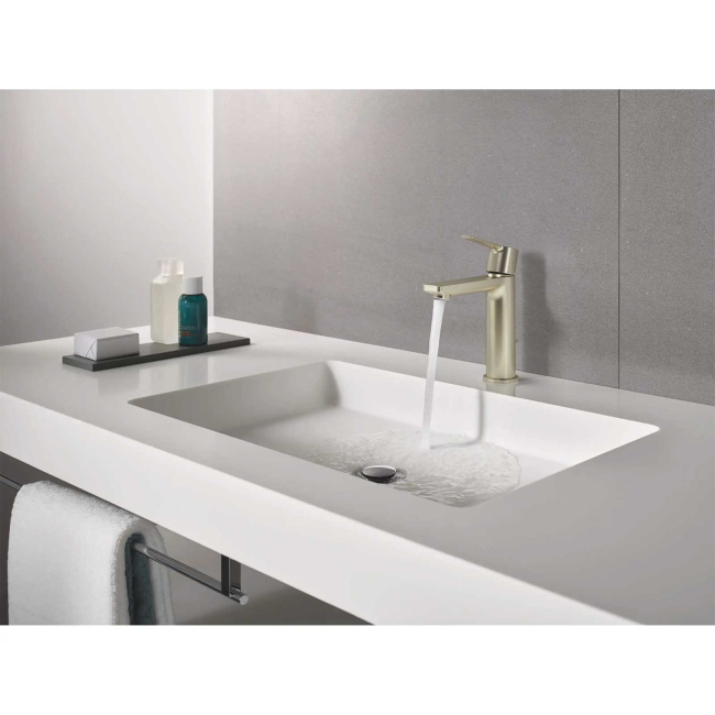 Grohe 23794ENA LINEARE Single Hole Single-Handle S-Size Bathroom Faucet, 1.2 GPM (4.5 L/min) Brushed Nickel Infinity Finish
