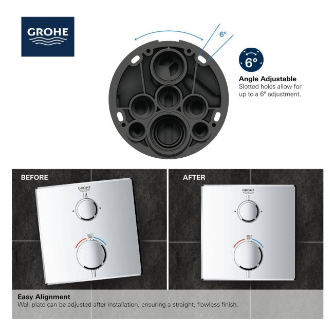 Grohe Grohtherm Thermostatic Valve Trim Only with Dual Lever Handles and Volume Control - Less Rough In 24111EN0