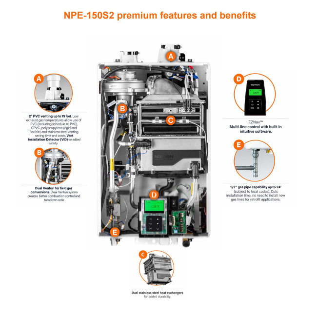 Navien NPE-150S2 Ultra-High Efficiency Condensing Tankless Water Heater