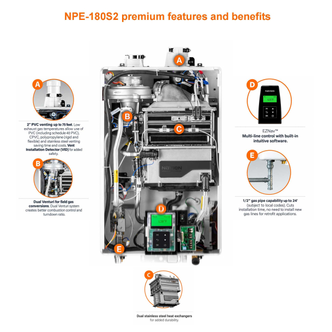 Navien NPE-210S2 Ultra-High Efficiency Condensing Tankless Water Heater