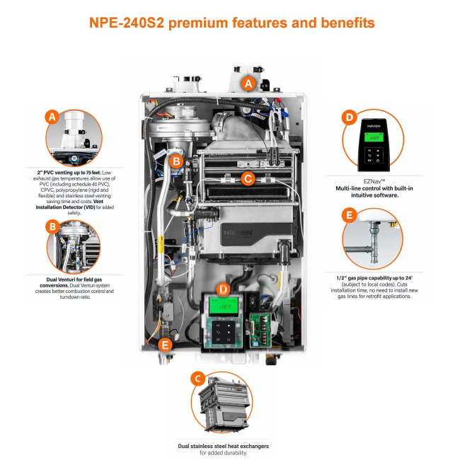 Navien NPE-240S2 Ultra-High Efficiency Condensing Tankless Water Heater