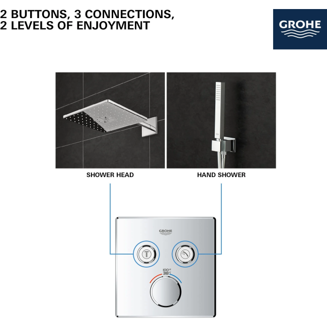 Grohe - 29141A00 - GROHTHERM SMARTCONTROL Dual Function Thermostatic Valve Trim Hard Graphite