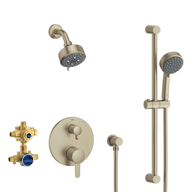 Grohe Cosmopolitan Pressure Balanced Shower System with Shower Head, Hand Shower, Slide Bar, Shower Arm, Hose, and Valve Trim 29429EN0