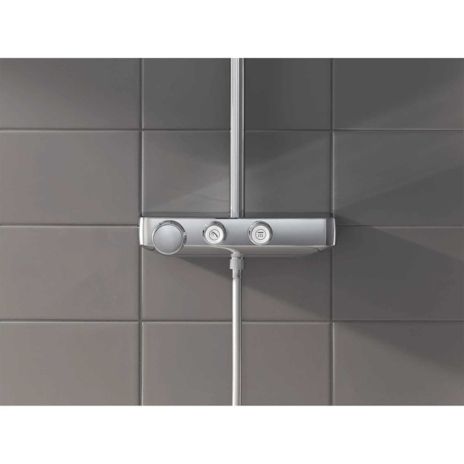 Grohe Euphoria SmartControl Thermostatic Shower System with Slide Bar, Hose, and Valve Trim - Less Hand Shower and Shower Head 26511000