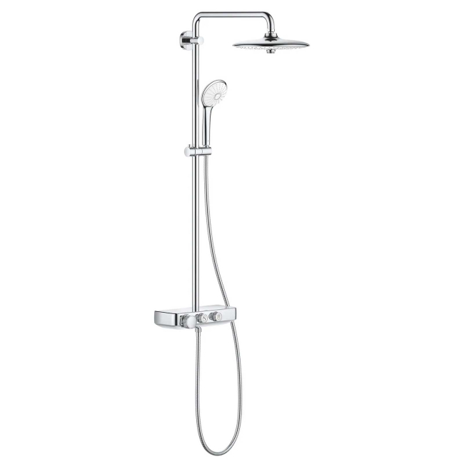 Grohe Euphoria SmartControl Thermostatic Shower System with Slide Bar, Hose, and Valve Trim - Less Hand Shower and Shower Head 26511000