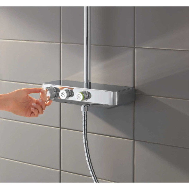 Grohe Euphoria SmartControl Thermostatic Shower System with Slide Bar, Hose, and Valve Trim - Less Hand Shower and Shower Head 26511000