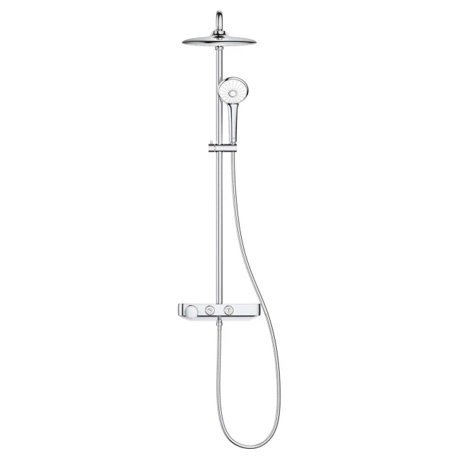 Grohe Euphoria SmartControl Thermostatic Shower System with Slide Bar, Hose, and Valve Trim - Less Hand Shower and Shower Head 26511000