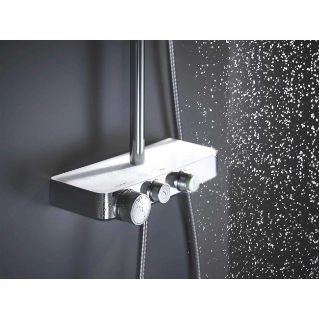 Grohe Euphoria SmartControl Thermostatic Shower System with Slide Bar, Hose, and Valve Trim - Less Hand Shower and Shower Head 26511000