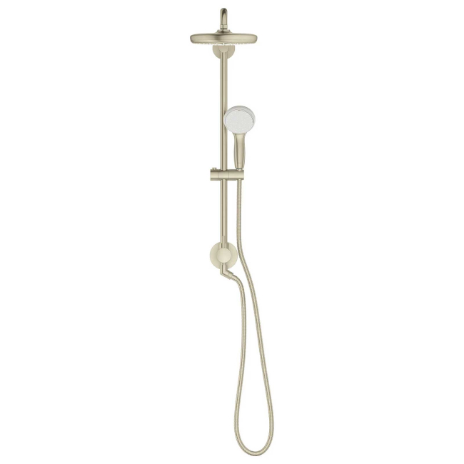 Grohe Retro-Fit 1.75 GPM Shower System with Single Function Rain Shower Head, Slide Bar, Multi Function Hand Shower, and 17-3/4" Swivel Shower Arm 26123EN1