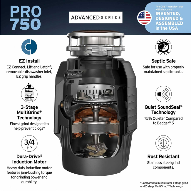 InSinkErator Pro 750 3/4 HP Continuous Garbage Disposal with Cord 81236K