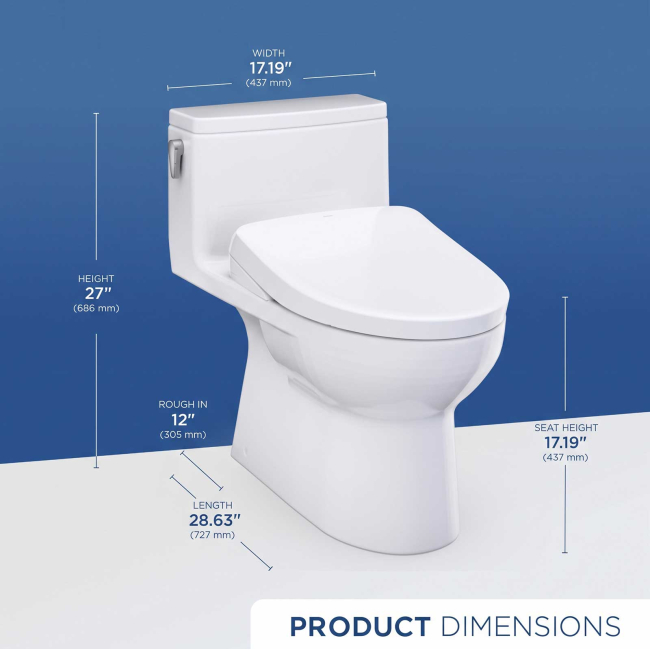 TOTO Redington 1.28 GPF One Piece Elongated Toilet with Left Hand Lever - Bidet Seat Included  MW6724736CEFG#01