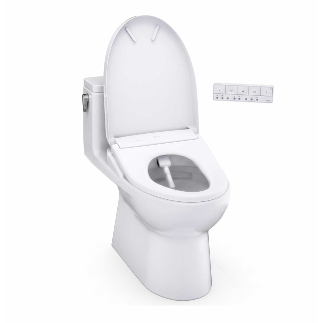 TOTO Redington 1.28 GPF One Piece Elongated Toilet with Left Hand Lever - Bidet Seat Included  MW6724736CEFG#01