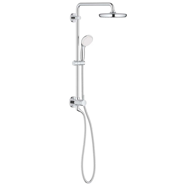 Grohe Retro-Fit 1.75 GPM Shower System with Single Function Rain Shower Head, Slide Bar, Multi Function Hand Shower, and 17-3/4" Swivel Shower Arm 26123001