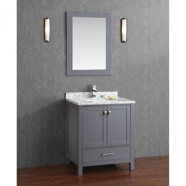 Vincent 30" Solid Wood Double Bathroom Vanity in Charcoal Grey HM-13001-30-WMSQ-CG