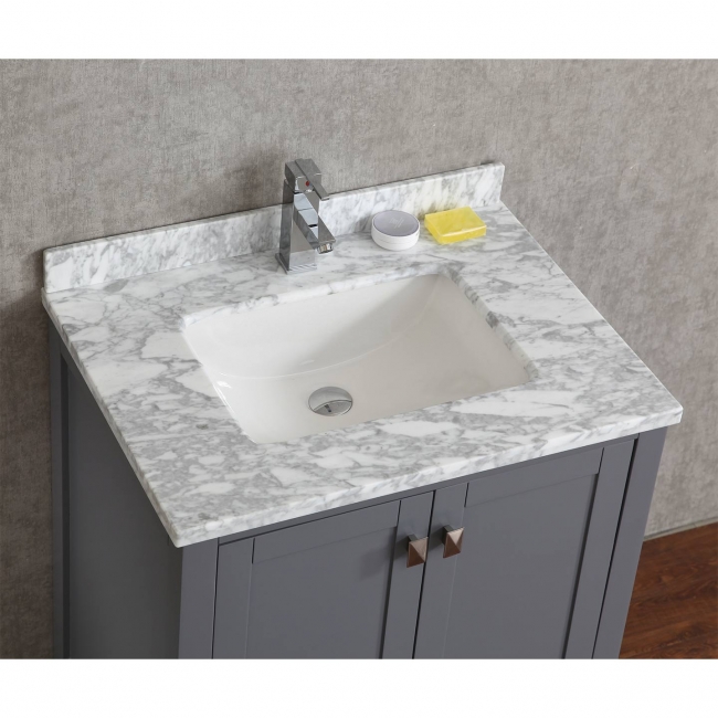 30" Solid Wood Double Bathroom Vanity in Charcoal Grey HM-13001-30-WMSQ-CG