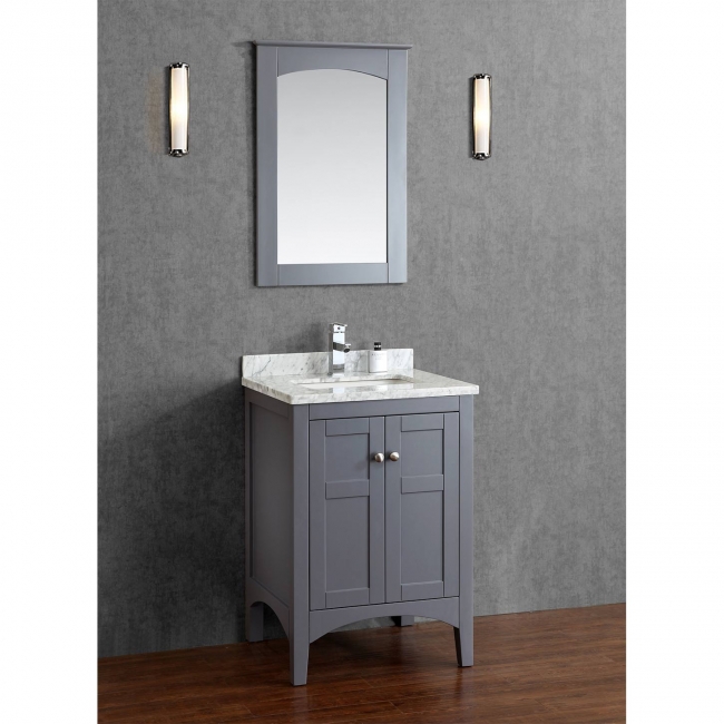 Martin 24" Solid Wood Single Bathroom Vanity in Charcoal Grey HM-001-24-WMSQ-CG