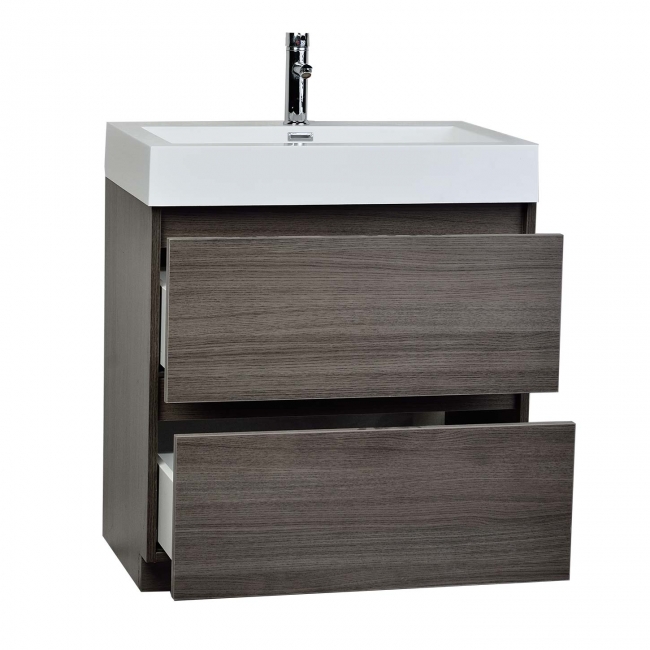 29.5" Contemporary Bathroom Vanity Set Grey Oak TN-LY750-GO