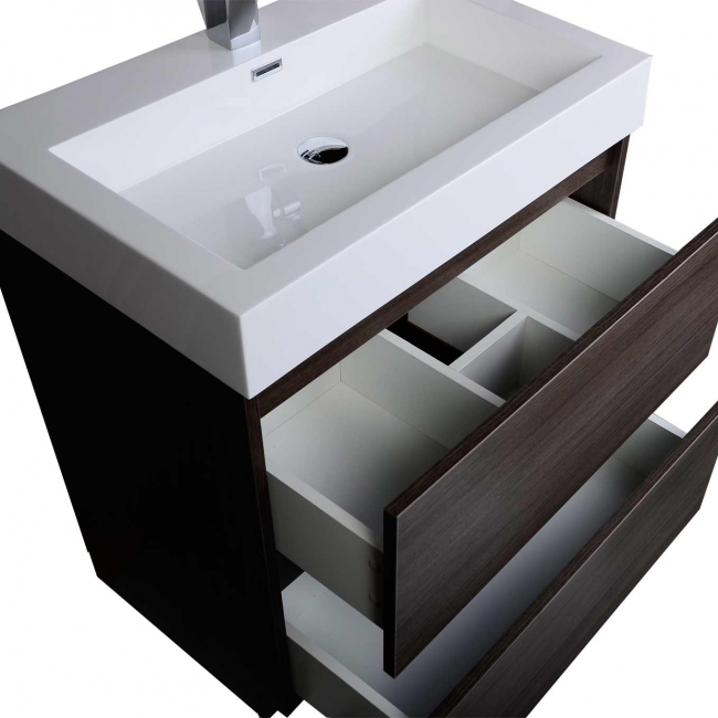 29.5" Contemporary Bathroom Vanity Set Grey Oak TN-LY750-GO