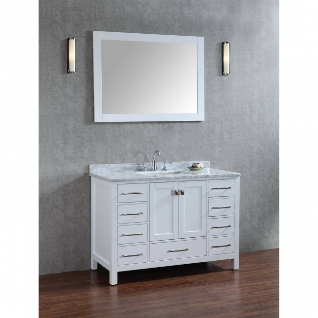 Vincent 48" Solid Wood Single Bathroom Vanity in White HM-13001-48-WMSQ-WT