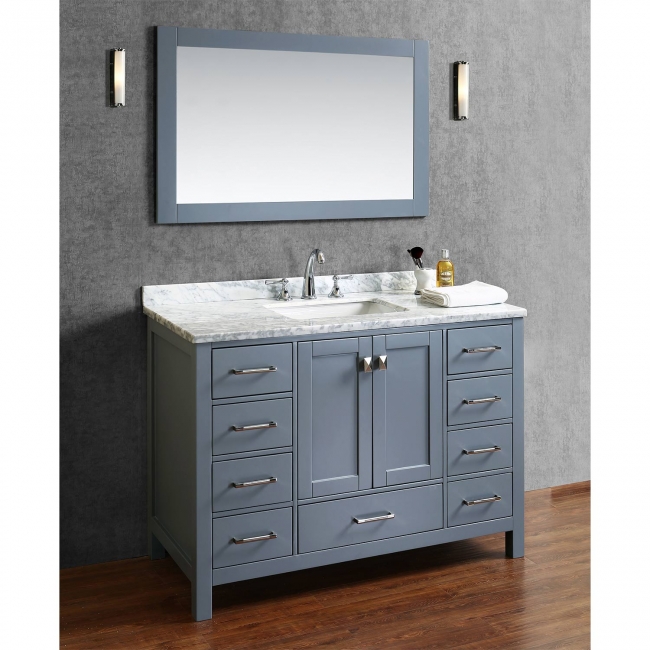 Buy Vincent 48 Inch Solid Wood Single Bathroom Vanity in Charcoal Grey ...