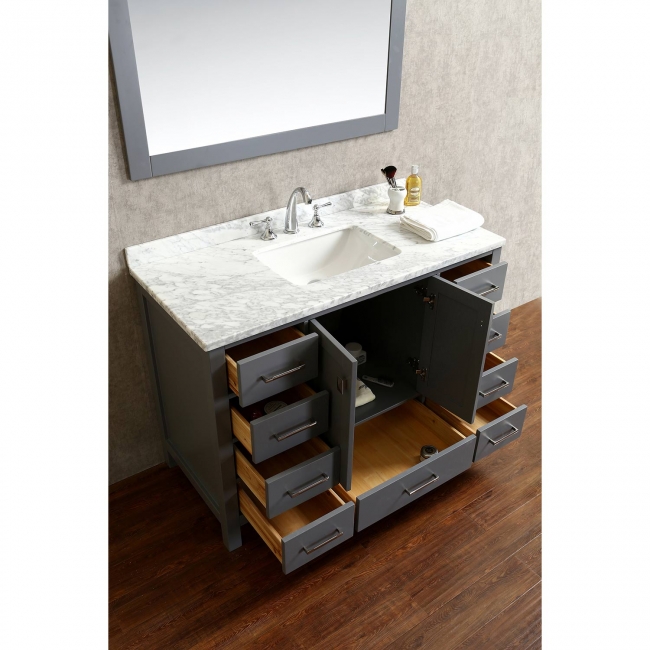 Vincent 48" Solid Wood Single Bathroom Vanity in Charcoal Grey HM-13001-48-WMSQ-CG