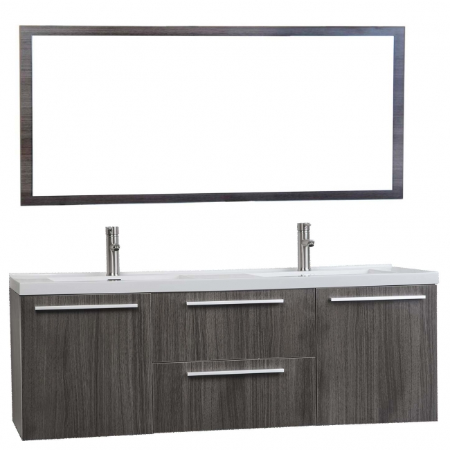 59"Wall Mounted Modern Double Vanity in Grey Oak TN-NT1500D-GO