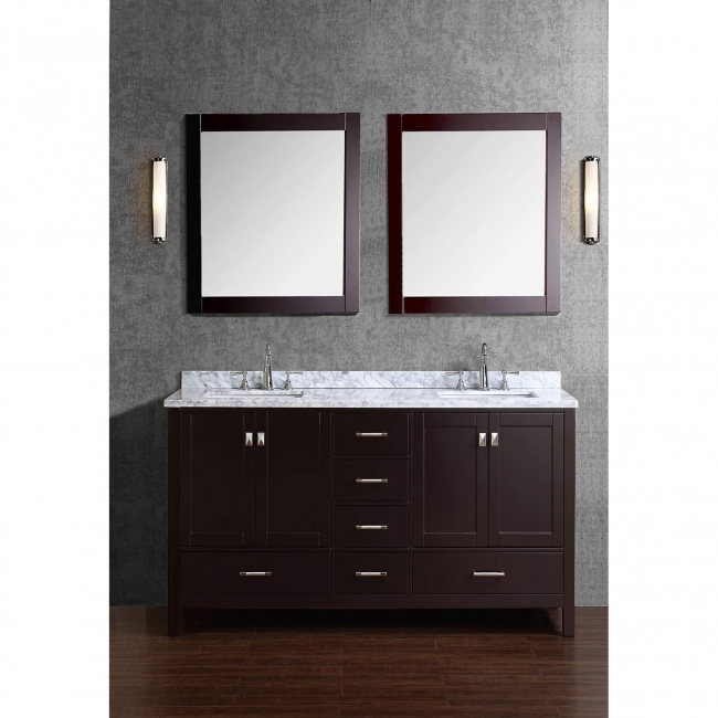 Vincent 60" Solid Wood Double Bathroom Vanity in Espresso HM-13001-60-WMSQ-ESP