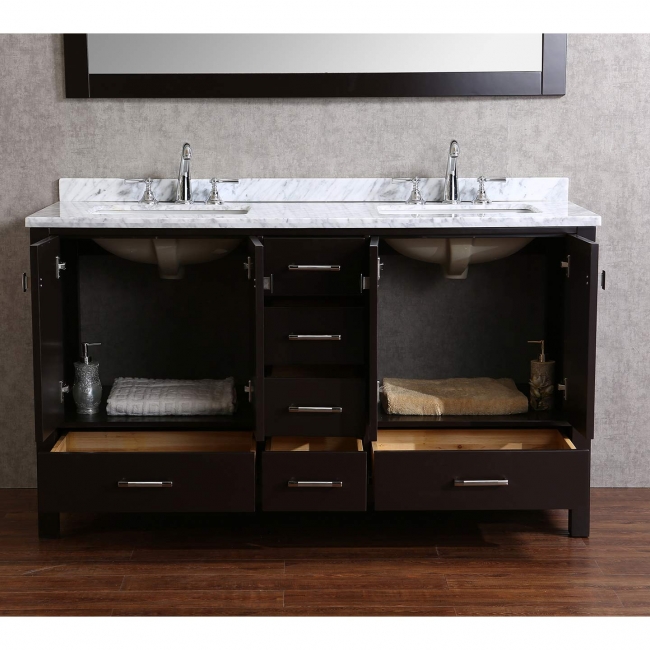 Vicent 60" Solid Wood Double Bathroom Vanity in Charcoal Grey HM-13001-60-WMSQ-CG