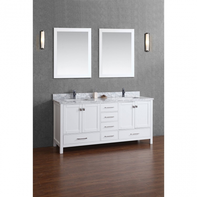 Vincent 72" Solid Wood Double Bathroom Vanity in White HM-13001-72-WMSQ-WT