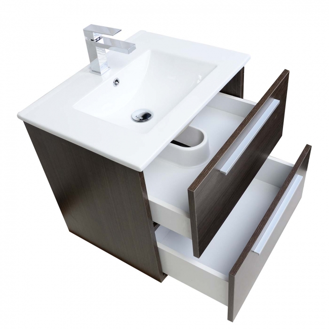 Nola 23.5" Wall-Mount Modern Bathroom Vanity Grey Oak TN-T600C-GO