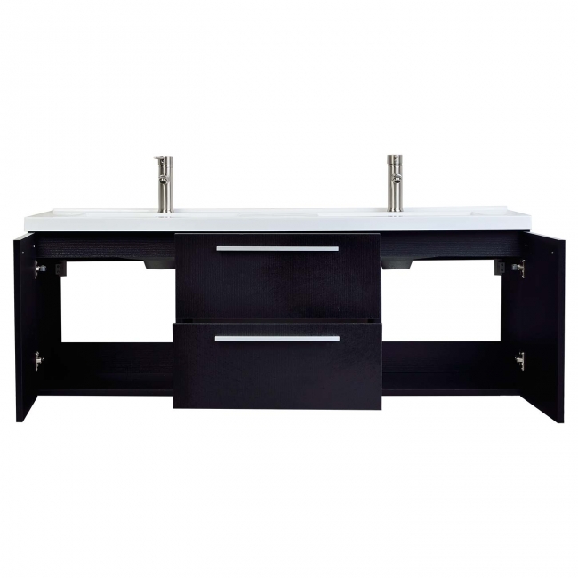 59" Wall Mounted Modern Double Vanity in Black TN-NT1500D-BK