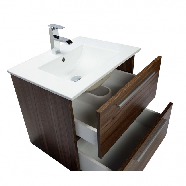 Nola 24.25" Wall-Mount Modern Bathroom Vanity Walnut TN-T600C-WN