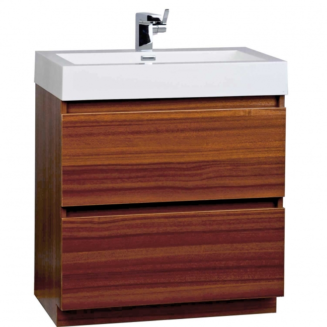 29.5" Contemporary Bathroom Vanity Set in Teak Optional Mirror TN-LY750-TK