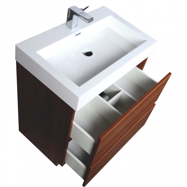 29.5" Contemporary Bathroom Vanity Set in Teak Optional Mirror TN-LY750-TK