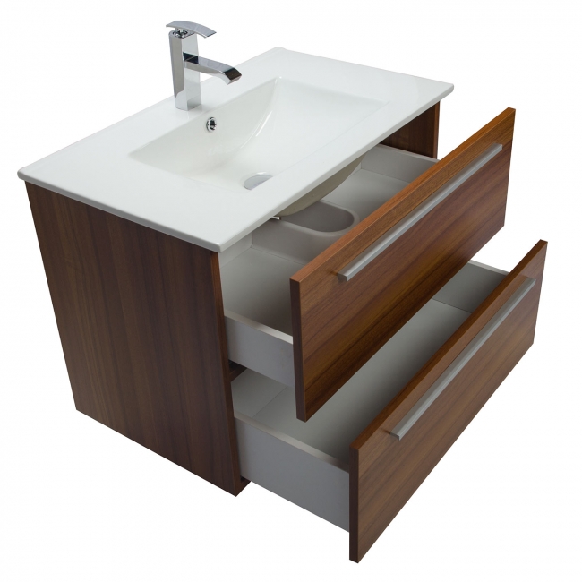 Nola 29.5" Wall-Mount Modern Bathroom Vanity Teak TN-T750C-TK