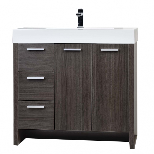 35.5" Modern Bathroom Vanity Grey Oak Finish TN-LY900-L-GO