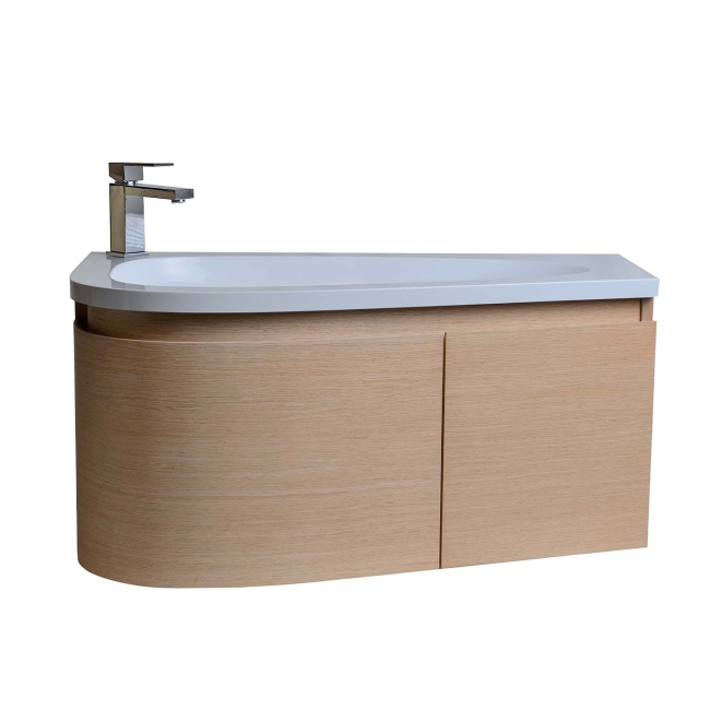 Gingo 35.5" Wall-Mount Single Bathroom Vanity White Oak TN-GK900-WO