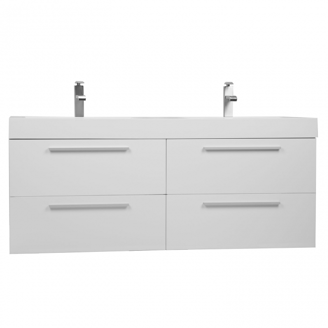 54" Modern Double-sink Vanity Set with Drawers  Gloss White TN-B1380-HGW