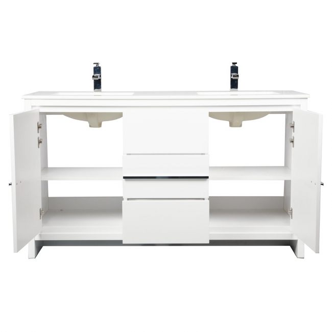 CBI Enna 59 Inch Modern Bathroom Vanity in White TN-LA1510-MW