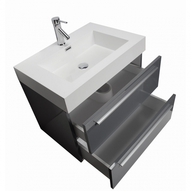 27" Single Bathroom Vanity Set in High Gloss Grey TN-T690-HGCG