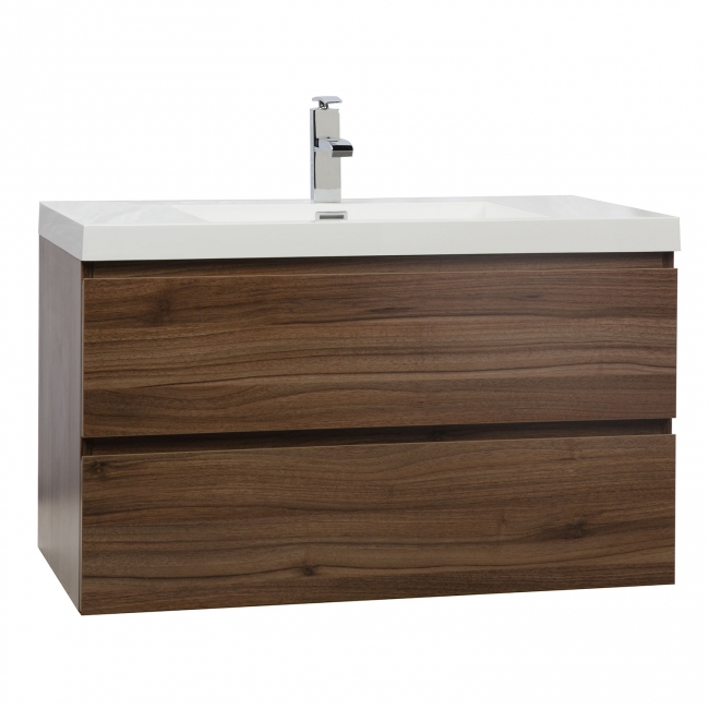 Angela 35.5" Wall-Mount Bathroom Vanity in Natural Oak TN-AG900-NO