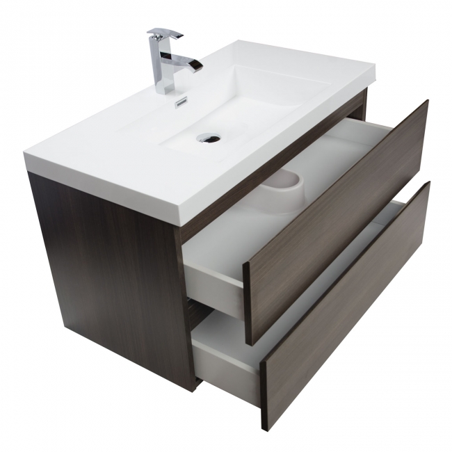 Angela 35.5" Wall-Mount Bathroom Vanity in Grey Oak TN-AG900-GO