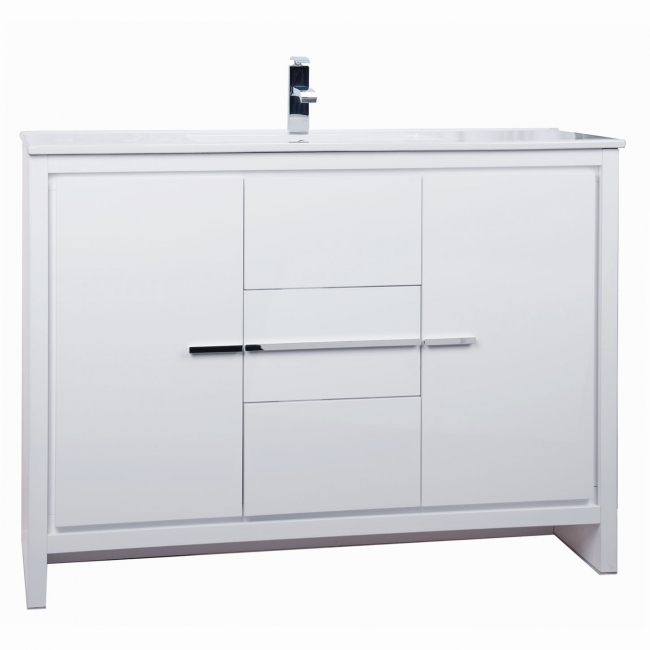 CBI Enna 48 Inch Modern Bathroom Vanity High Gloss White TN-LA1200HGW