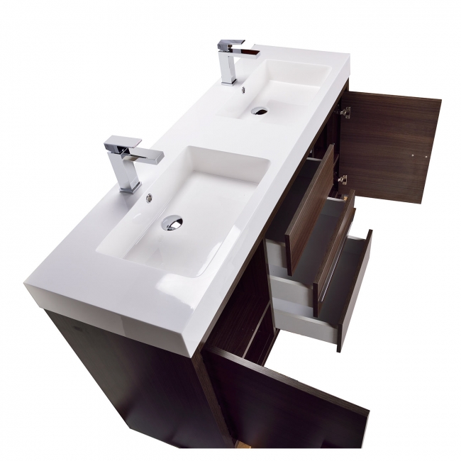 CBI Alice 59 Inch Modern Bathroom Vanity in Grey Oak TN-LA1500-1-GO