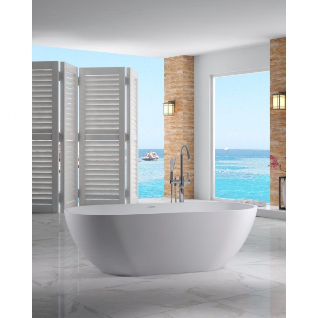 67" x 27.6" Solid Surface Freestanding Soaking Bathtub